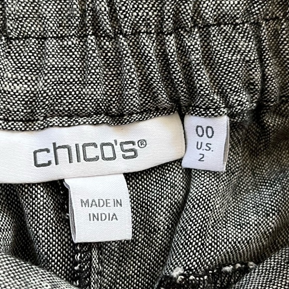 Chico's 100% Linen Button Trim Cropped Pull On Pants size Chico’s 00 US 2 Grey - Picture 7 of 12